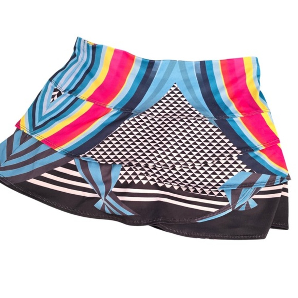 Lucky in Love Womens XS Geometric Striped Tiered Athletic Tennis Skort XS